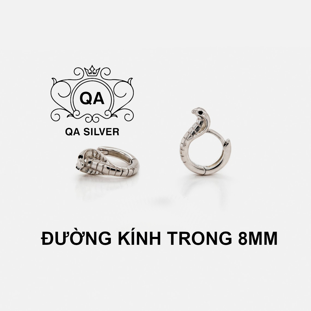 Khuyên tai bạc 925 mặt rắn hổ mang bông tròn nam nữ kẹp vành S925 COBRA QA SILVER Earrings EA231204