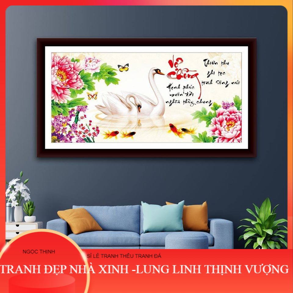 Tranh đính đá vợ chồng - chưa đính đá ngọc thịnh shop tranh