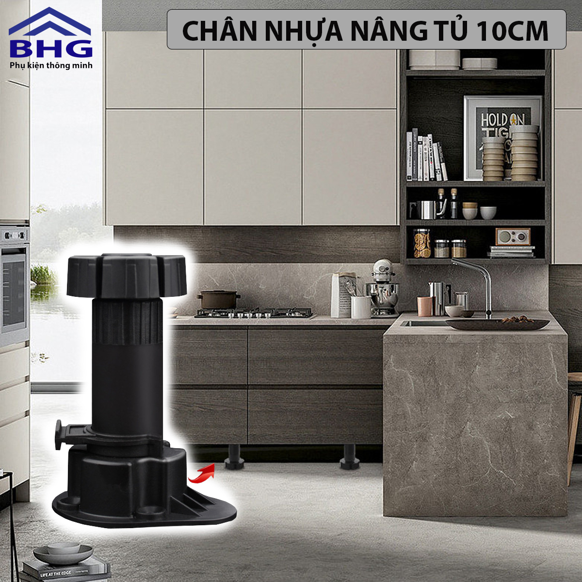Chân nhựa tăng chỉnh tủ bếp, loại cao 10cm điều chỉnh tăng thêm 3cm ...