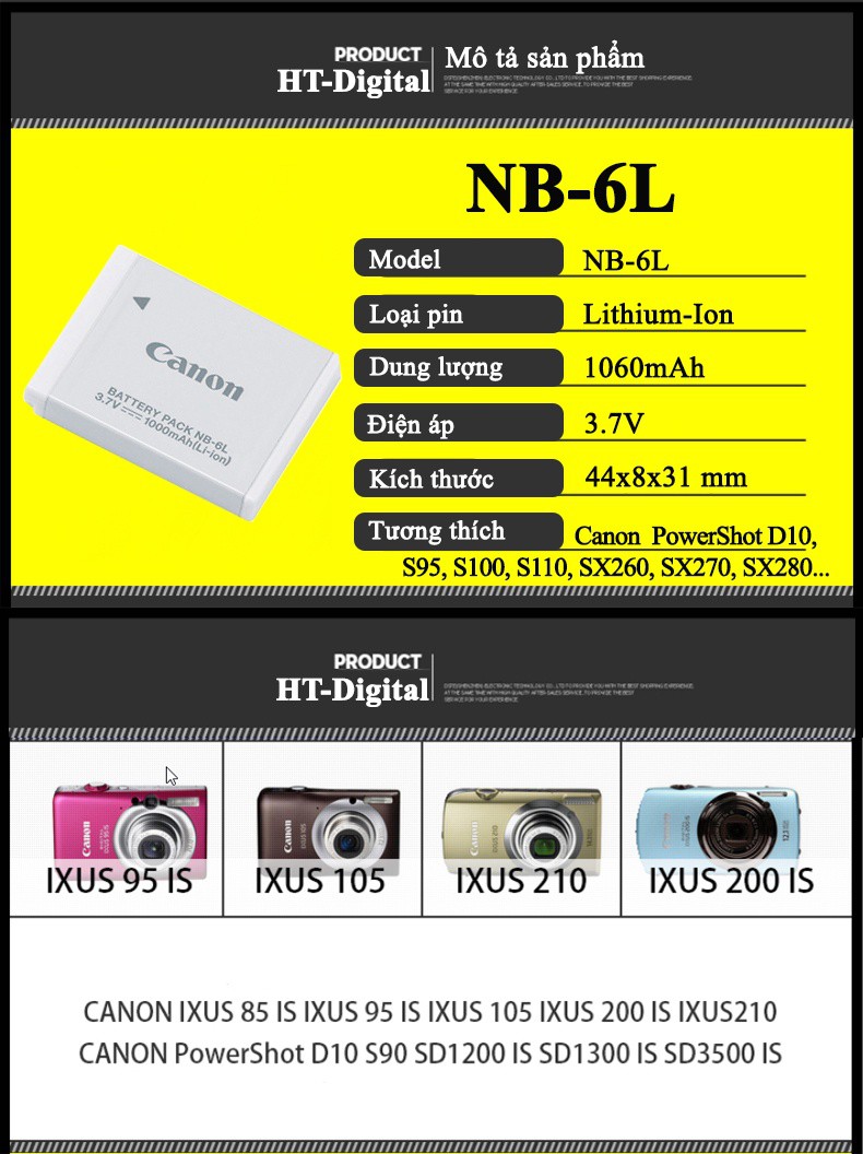 Pin Máy Ảnh Canon NB-6L