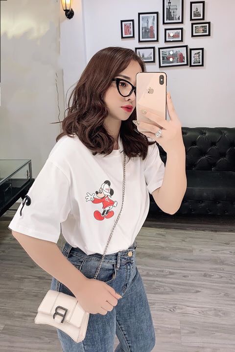 [HCM]ÁO THUN COTTON NỮ THÊU HÌNH DỄ THƯƠNG - A3
