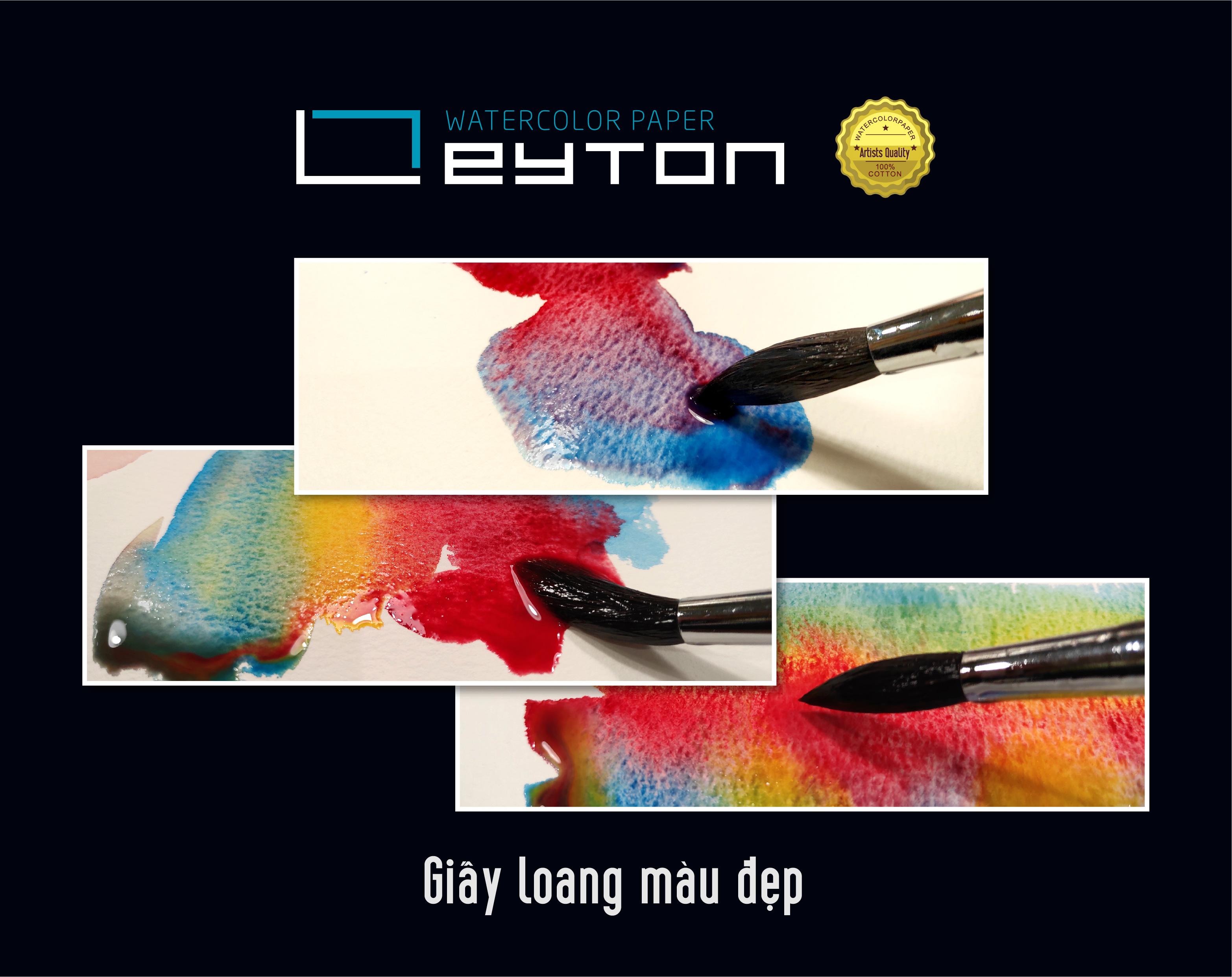 Giấy vẽ màu nước LEYTON túi lẻ 10 tờ 100% cotton 300gsm