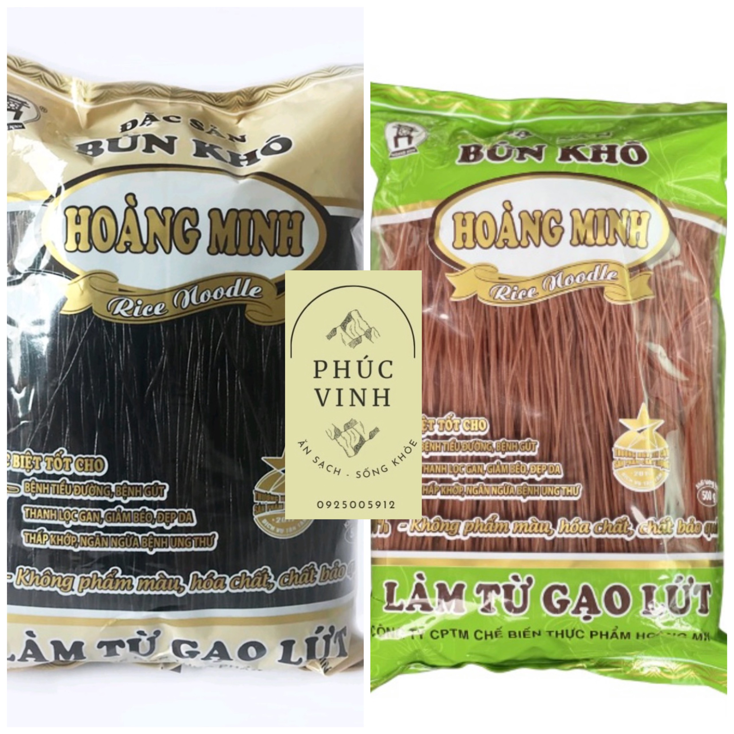 Combo mix 2 gói Bún lứt đen + đỏ Hoàng Minh (500gr/gói)