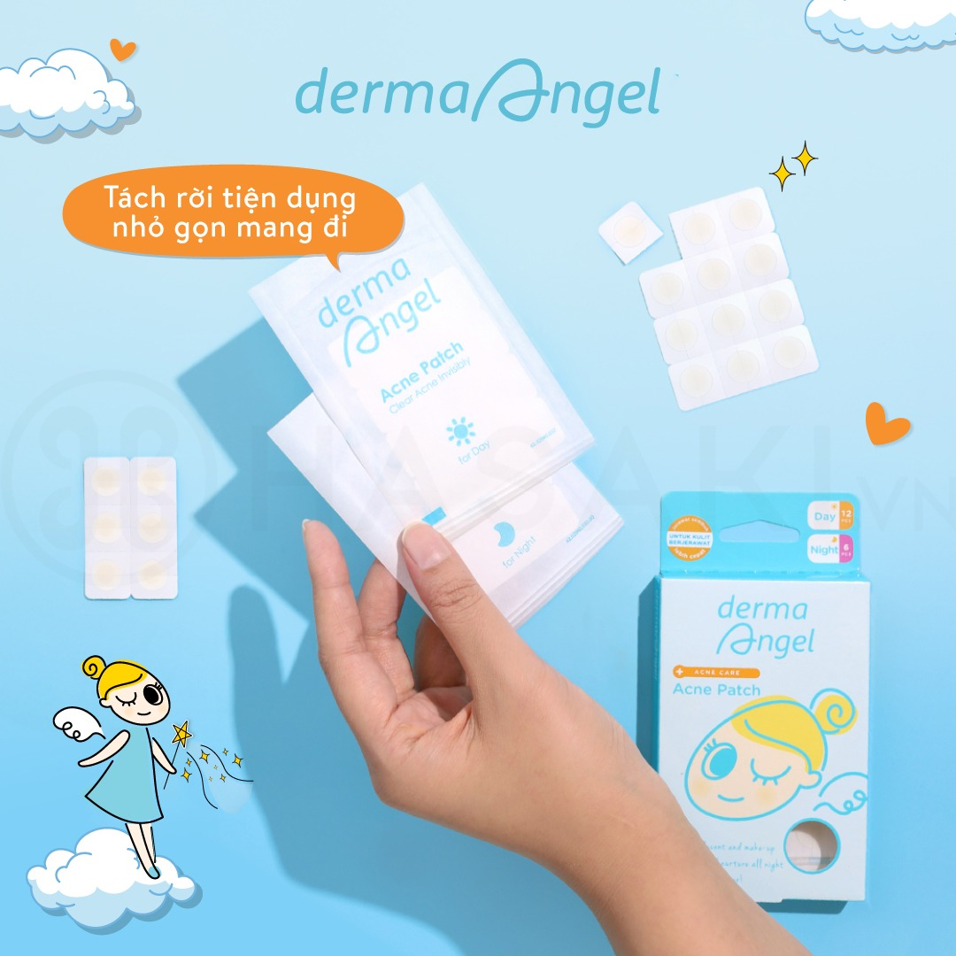 Miếng Dán Mụn Dùng Ngày & Đêm dermaAngel 18 Miếng
