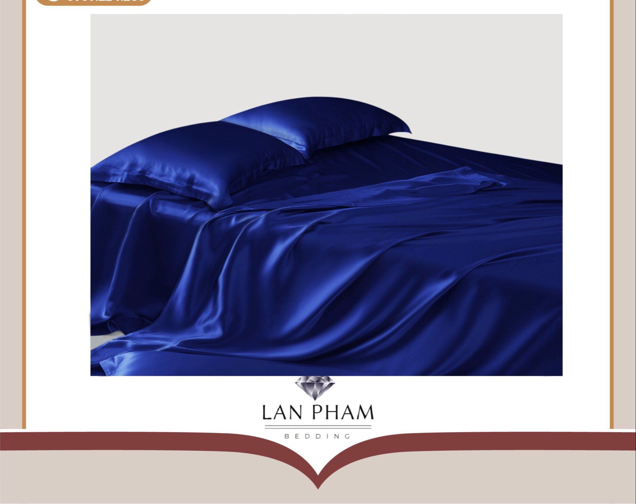 ( Lụa Loại 1) Ga - Drap Giường Lẻ Phi Lụa Lan Pham Bedding - Màu Xanh Biển