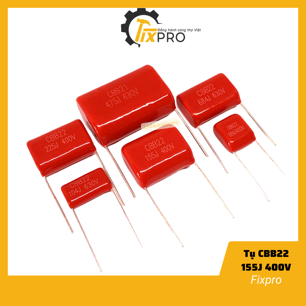 (  5 chiếc )  Tụ CBB 155J 400V 1.5uF 20mm chất lượng tốt - Fixpro