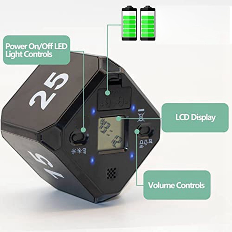 Cube-Timer Kitchen Timer Gravity Sensor Flip Meditation Timer for Time Management and Countdown 5-15-25-45 Min