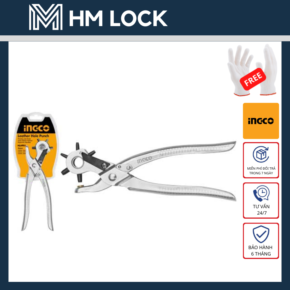 Kìm đục lổ vải da 2.5-5mm ingco - hàng chính hãng - hlhp01 - hm lock