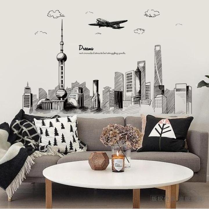 Sticker Tranh Dán Tường, Decal dán tường kết hợp Bầu trời đêm Dubai XH5206+xc9001+xc9002