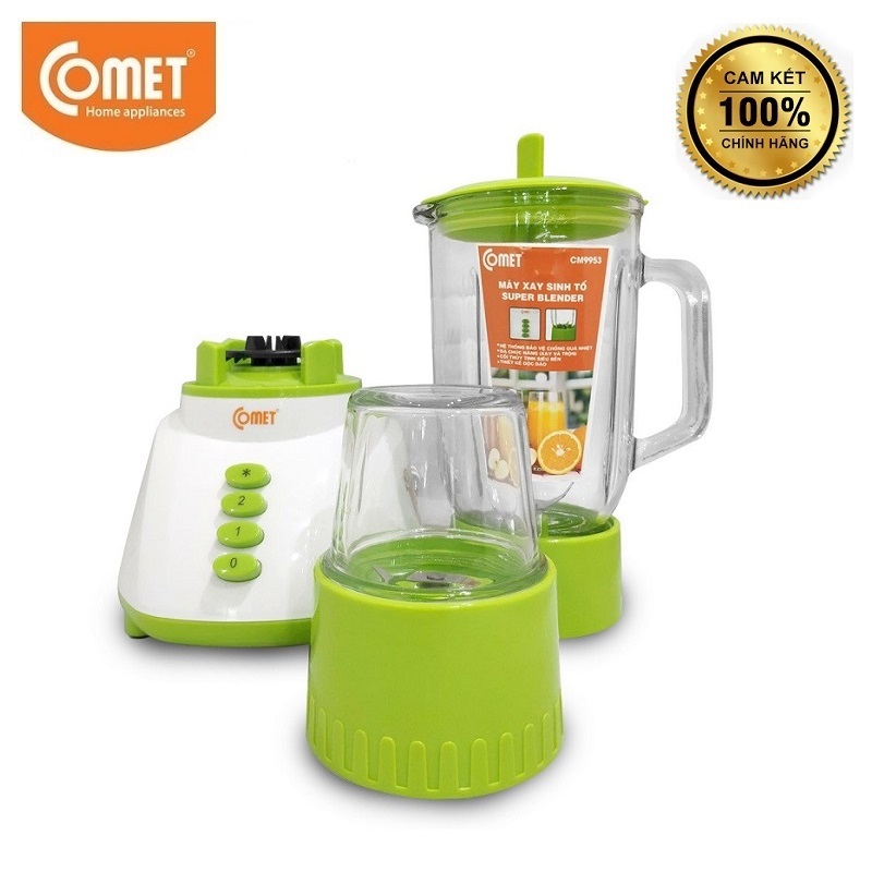 MÁY XAY SINH TỐ 2 LY THỦY TINH COMET CM9953 SIÊU BỀN ( 1.25 LÍT - BẢO VỆ QUÁ NHIỆT, AN TOÀN KHI SỬ DỤNG )