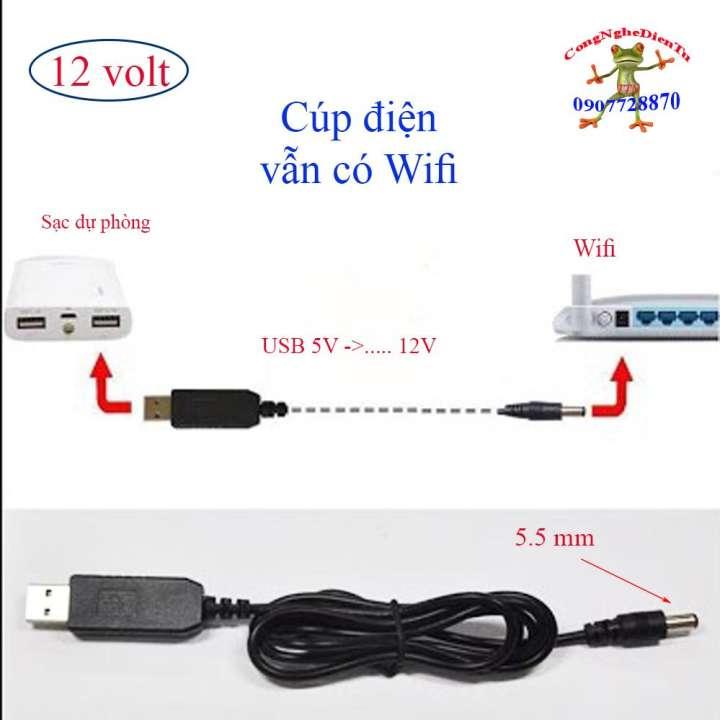 Cáp chuyển đổi điện áp từ cổng USB 5V sang 12V , USB 5v to 12v