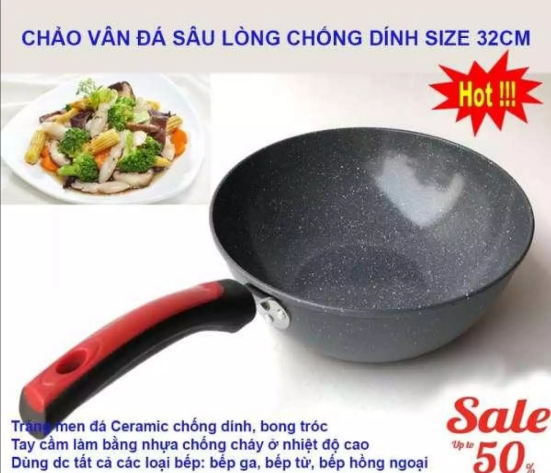 Chảo chống dính vân đá CERAMIC size 32cm.