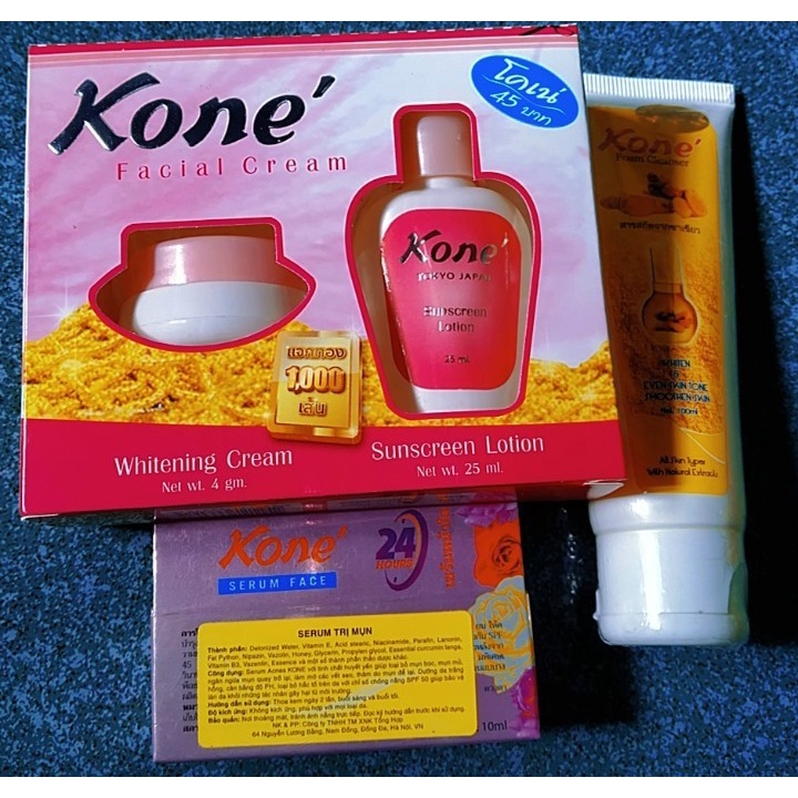 combo kone mụn thái lan ( kem + sữa rửa mặt + serum )