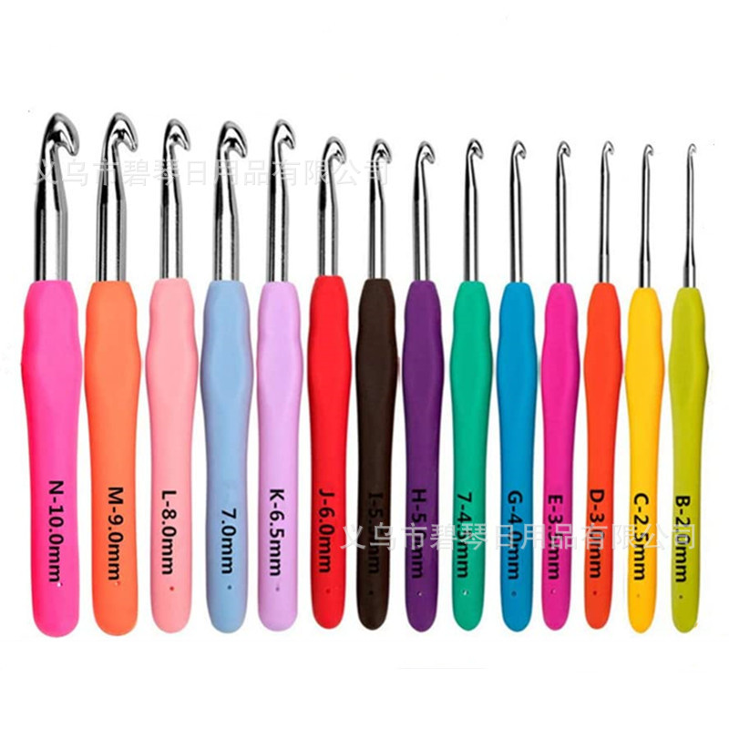 Bộ đủ size kim móc len cán dẻo - dụng cụ móc len - khâu móc đánh dấu