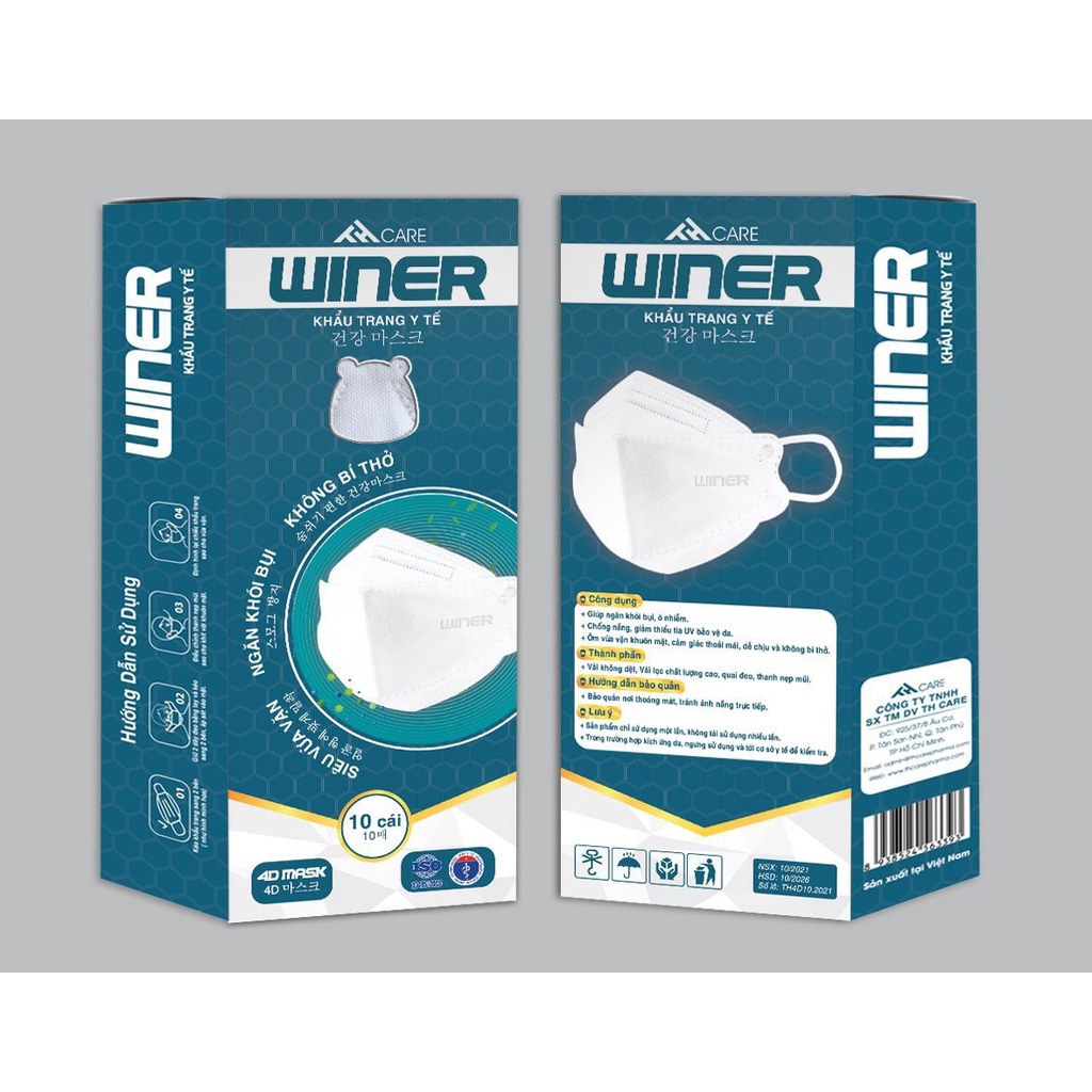 Winer kf94 10 PCs medical mask box-4D mask 5 colors-export