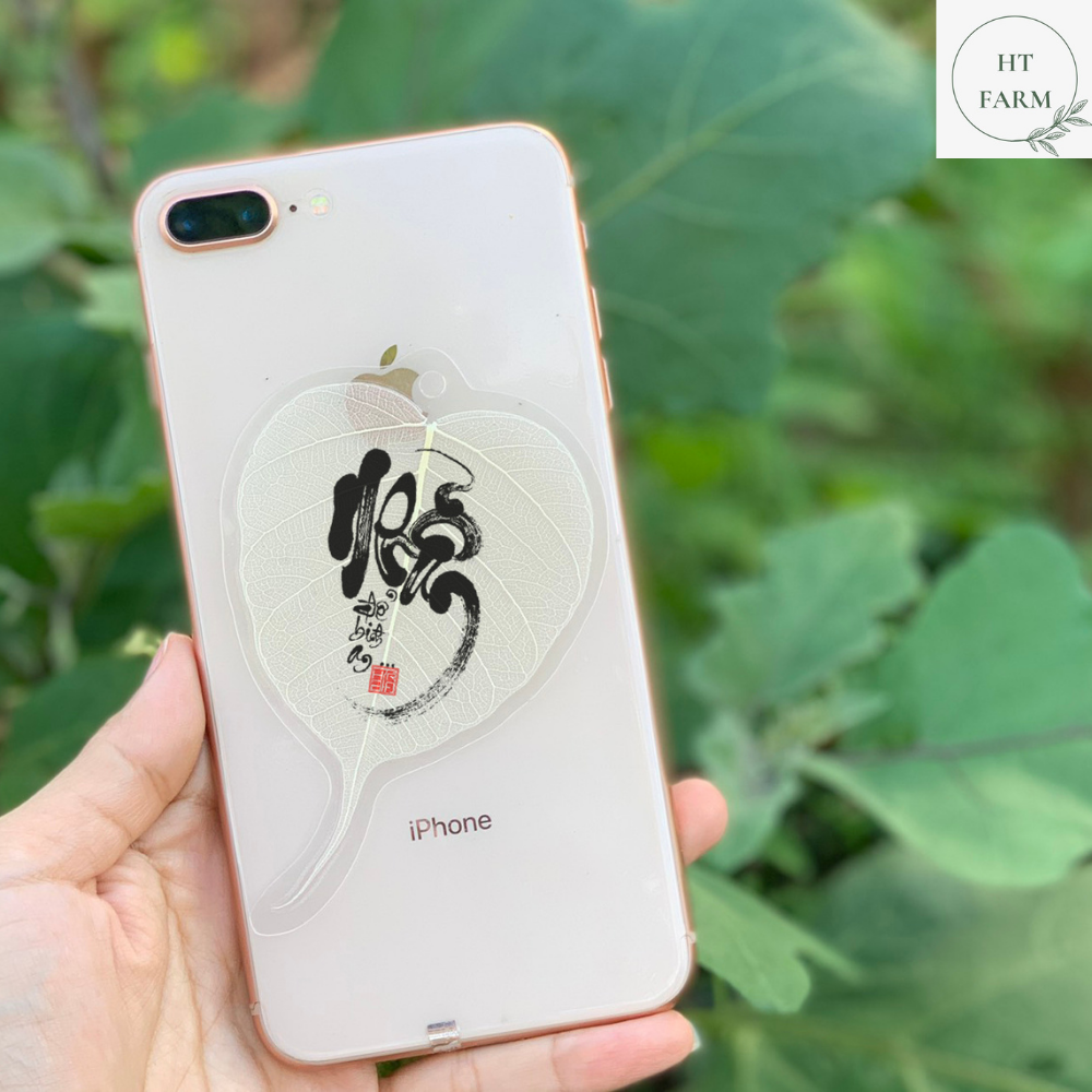 Lá Bồ Đề thư pháp - chữ Nhẫn (Cầu Bình An – May mắn, Ốp điện thoại, Hàng loại 1)