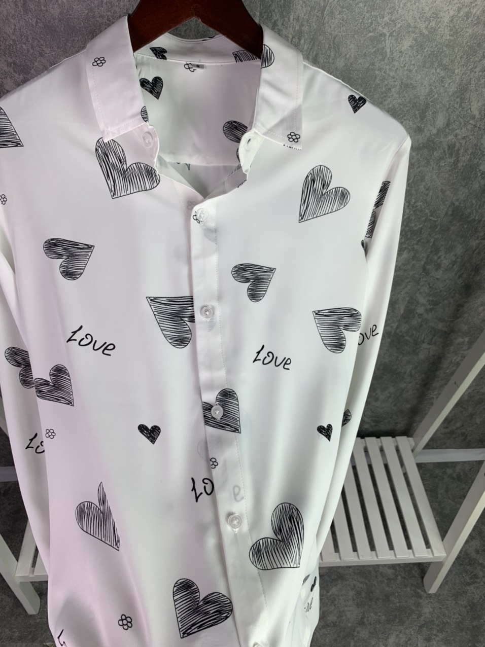 áo sơ mi lụa dài tay form rộng họa tiết S9
