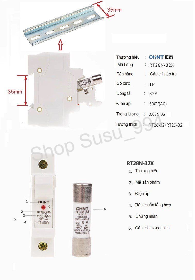 Đế cầu chì CHINT RT28-32X 1P ̣(hàng chính hãng Chint)