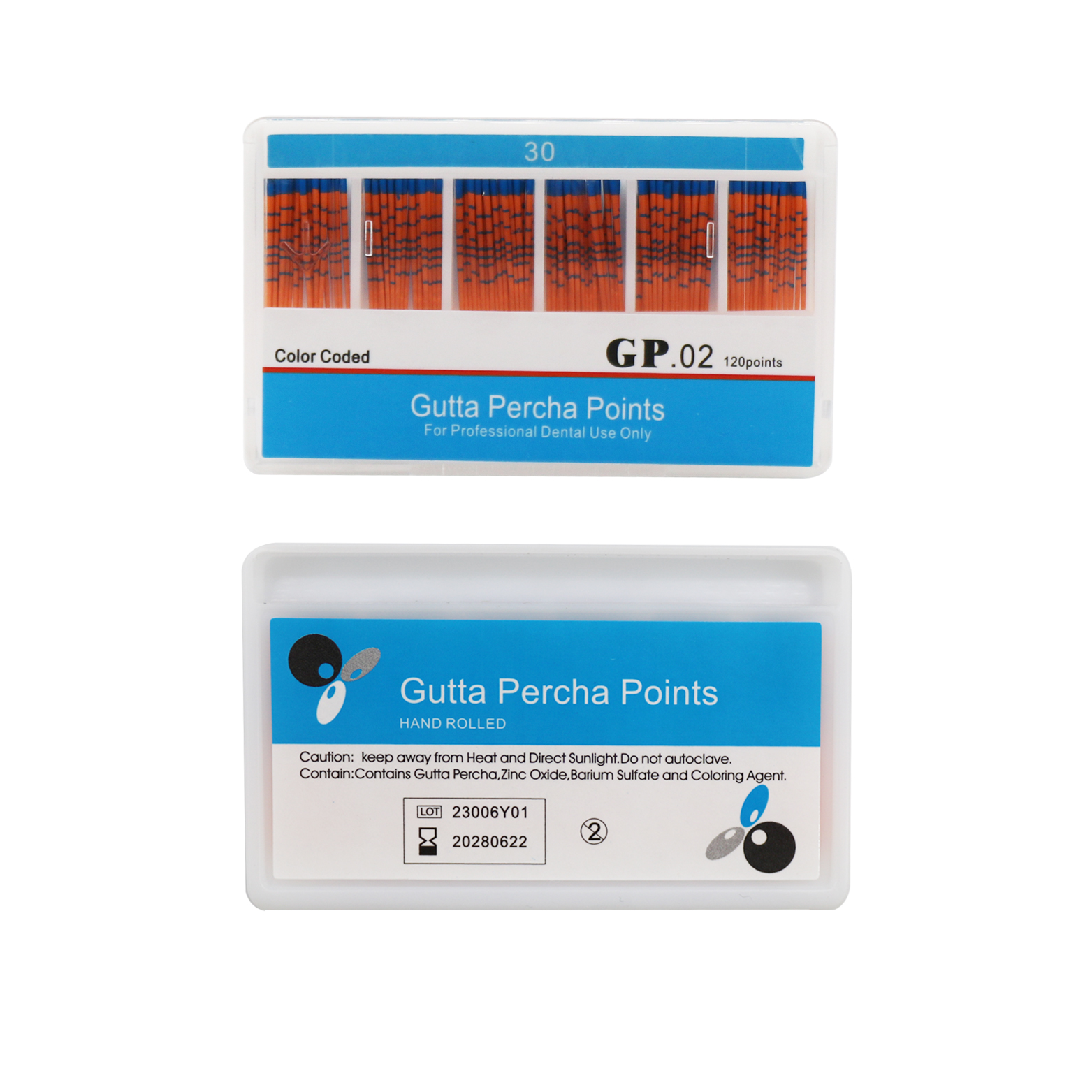 1Box 120Pcs Points Gutta Percha with Scale Taper02 04 06 Size15-40