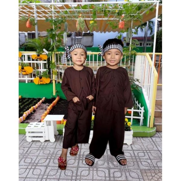 [HCM]Áo bà ba nâu kèm khăn rằn