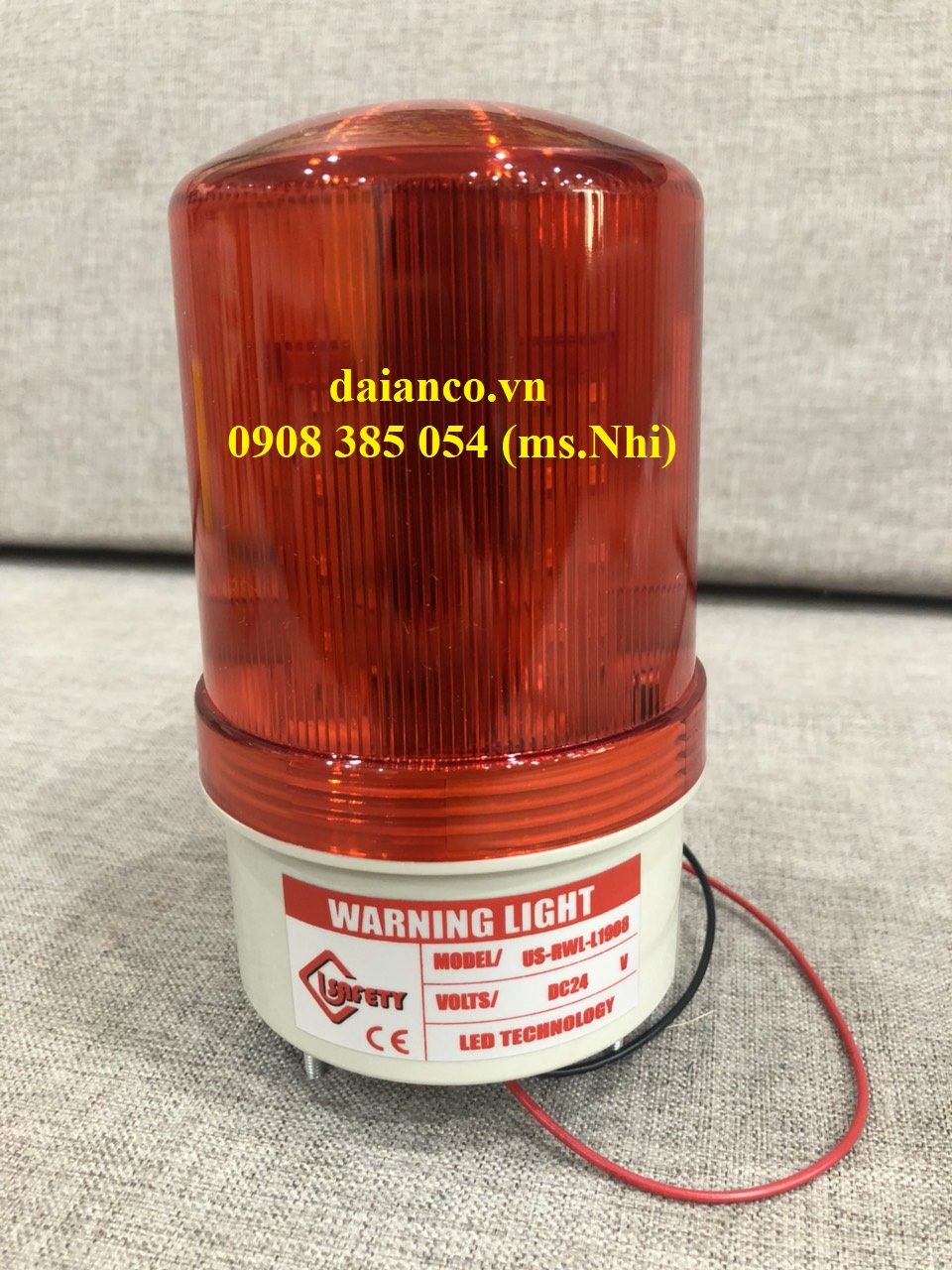 Đèn xoay cảnh báo hãng Usafety 24V- Hình thật, 2 màu đỏ và xanh dương