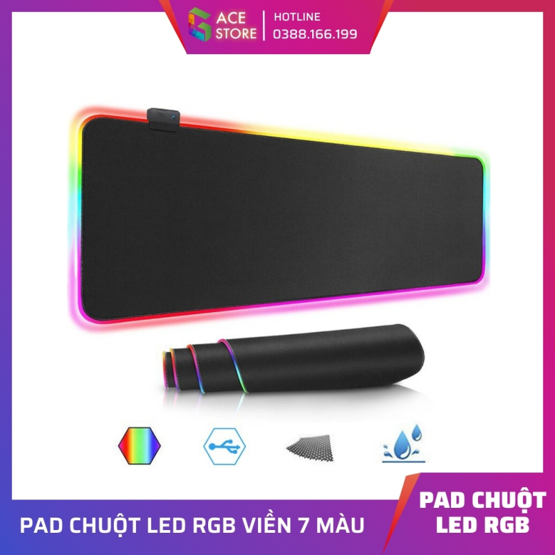 Bàn Di Chuột RGB, Lót Chuột Pad RGB Có Đèn Led Viền Loại Lớn 80x30cmx4mm, 35x25cmx4mm