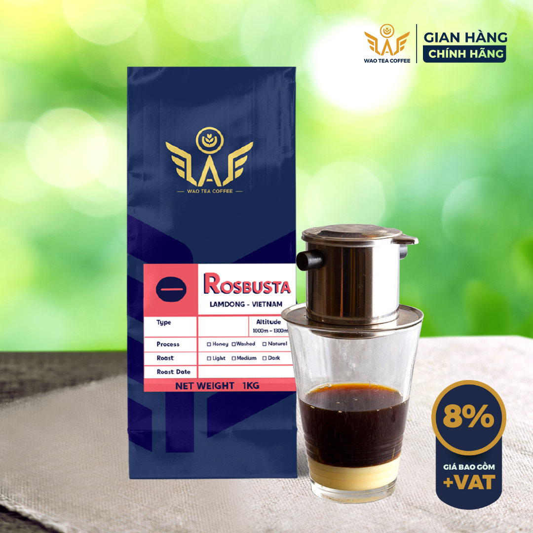 Cà Phê Hạt ROBUSTA WAO (1kg) pha cà phê phin ngon