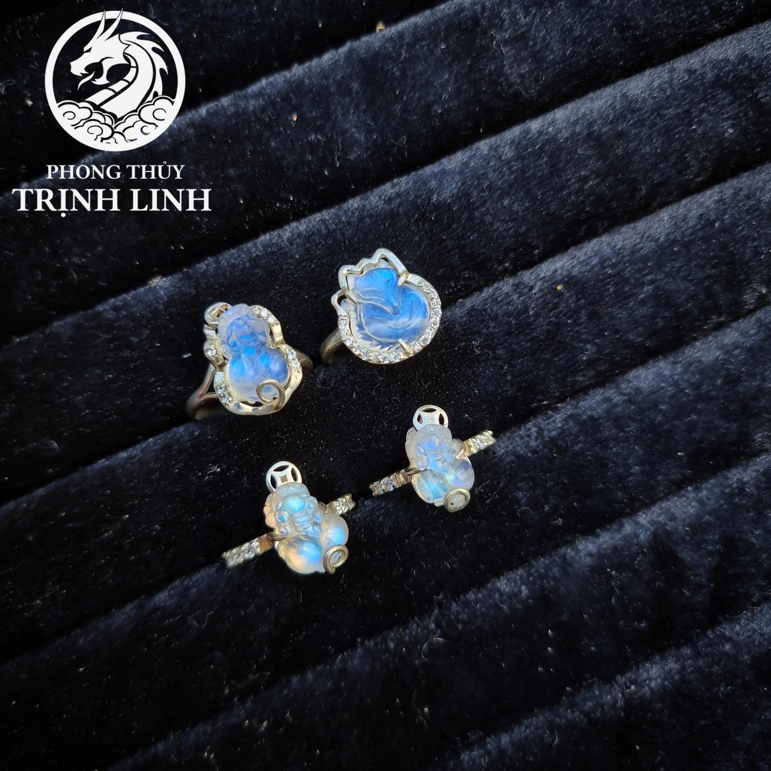 NHẪN BẠC HỒ LY - TỲ HƯU MOONSTONE (INBOX ĐẶT SIZE)