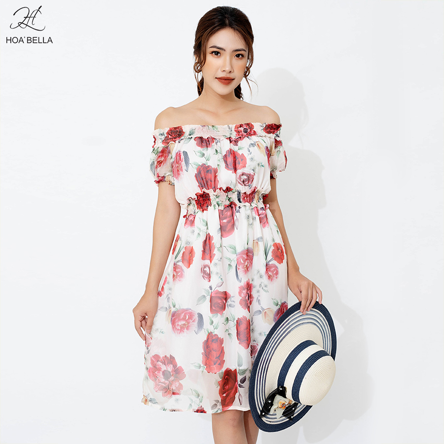 Đầm Liền HOABELLA Voan Hoa Cao Cấp DLE01