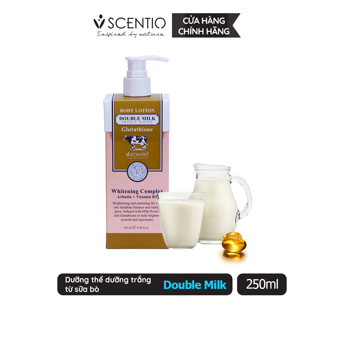 Dưỡng thể trắng da Scentio Double Milk Triple White 250ml