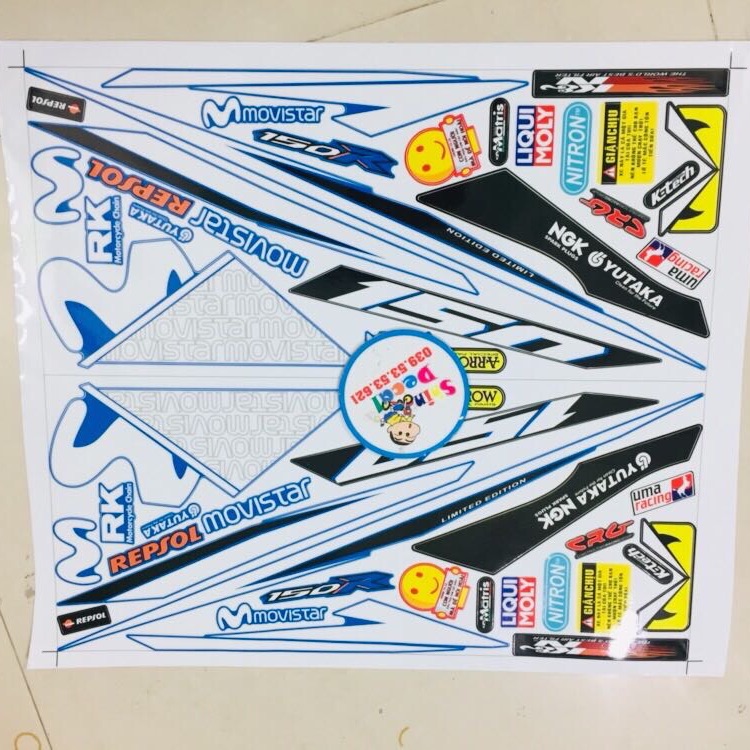 tem rời winner movistar dán xe xanh