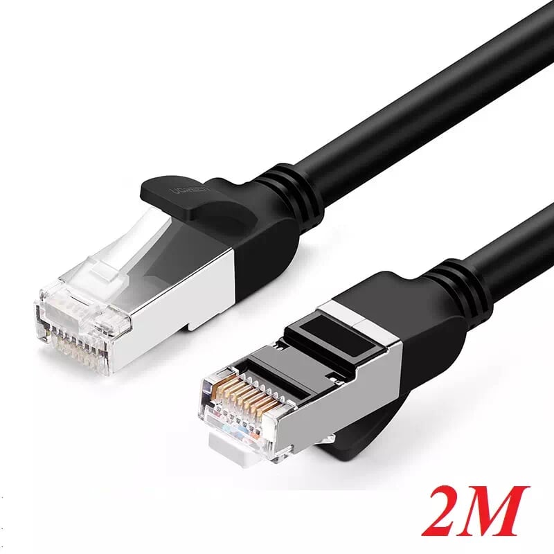 Ugreen 50192 2m màu đen cáp mạng lan cat 6 đầu bấm kim loại nw101