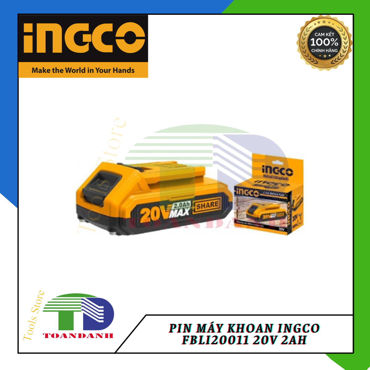 Pin lithium-ion 20v ingco fbli20011