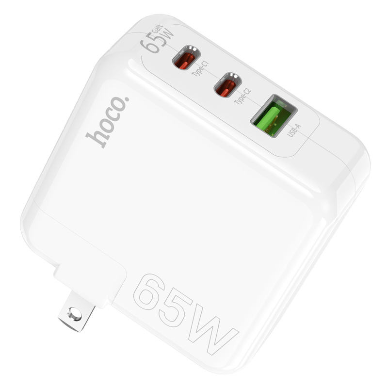 Củ sạc nhanh 65w hoco c115a / c115 có 2 cổng type c + usb chân cắm tròn và chân dẹp