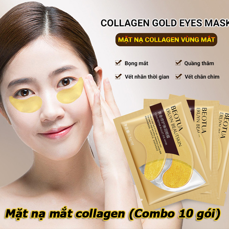 [miễn phí vận chuyển] Mặt nạ mắt collagen (Combo 10 gói) chống thâm chống mỏi mắt- Mặt nạ collagen Vàng hiệu quả tức thì ngay sau khi sử dụng
