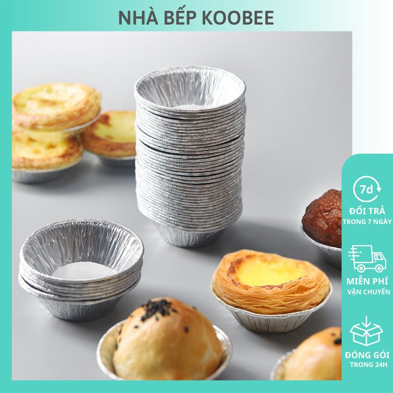 Combo 20 khuôn bánh tart trứng, nướng hàu, làm thạch - Khuôn thiếc đồ nướng KooBee (LB01)