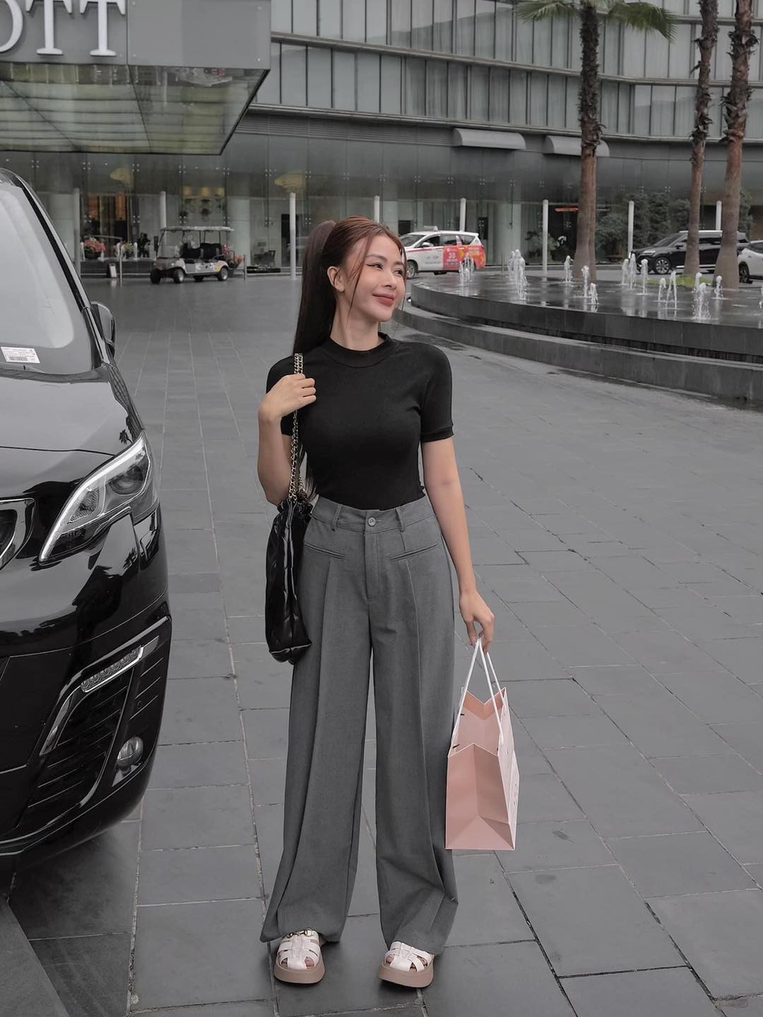 Áo thun kiểu basic cổ tròn tay bo chất thun cao cấp