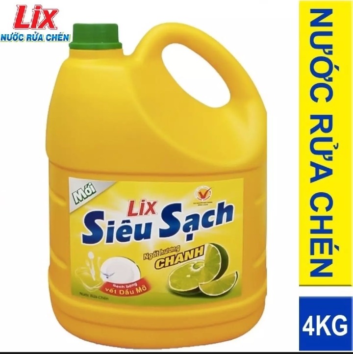 Nước rửa chén Lix Siêu sạch hương Chanh can 3.6kg