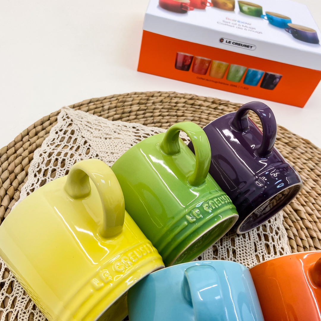 Bộ 6 tách Le Creuset gốm sứ màu cầu vòng 400ml rainbow series ceramic 6-color cup mug set