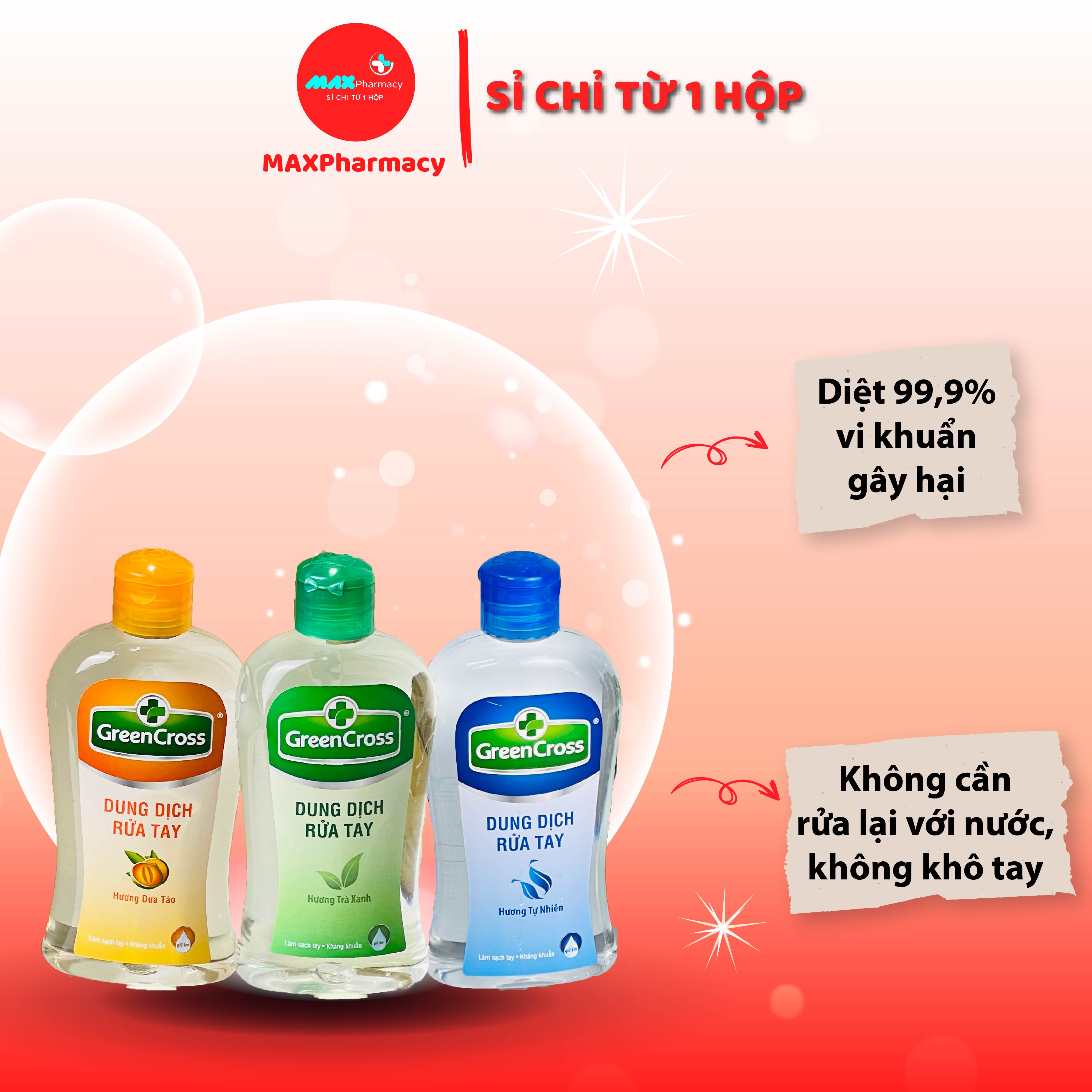 [HCM]Dung dịch Nước Rửa tay Green Cross (Rửa tay Greencross Nhiều mùi hương) 250ml - Maxpharmacy