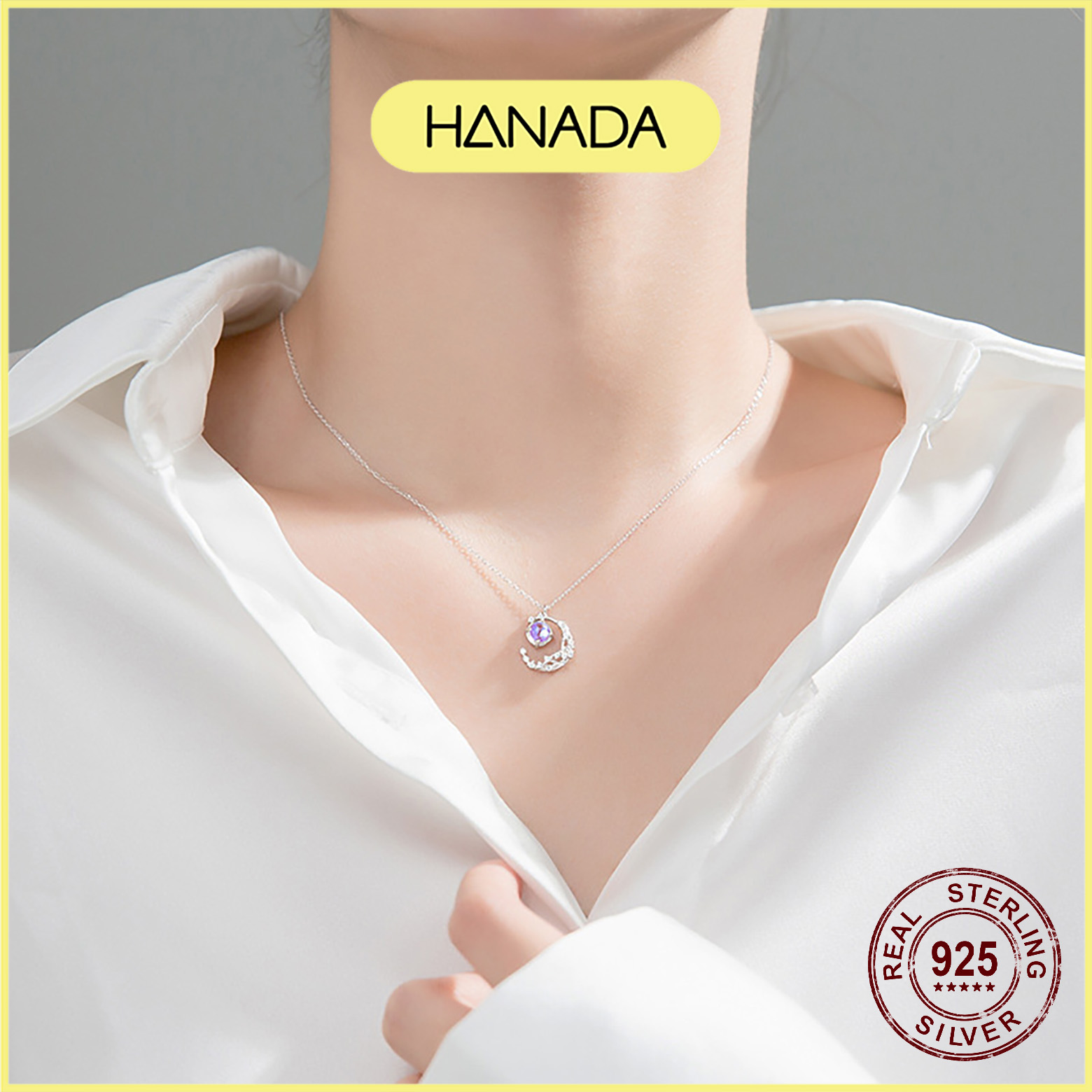 Dây chuyền Hanada Dây Chuyền Mặt Trăng Đá 0773