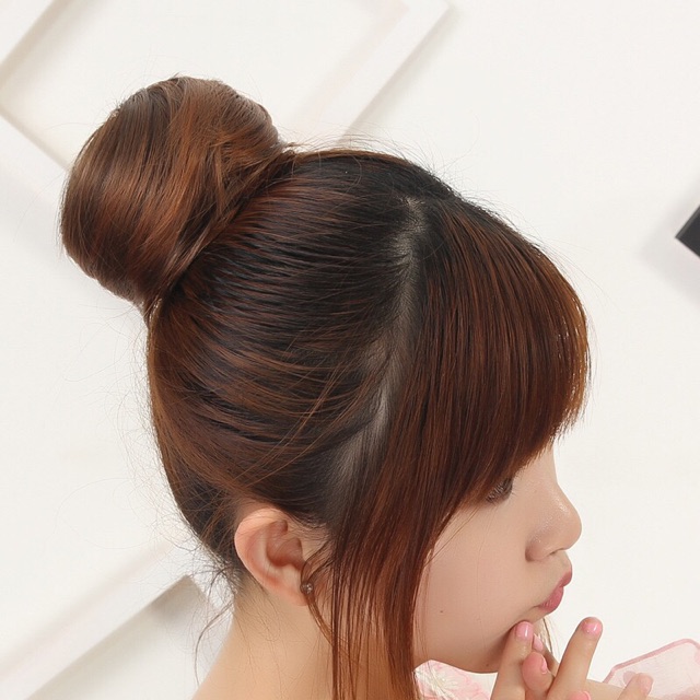💋Hàng Mới Về 💋 Tóc Giả Nữ Búi Tròn Nhiều Màu