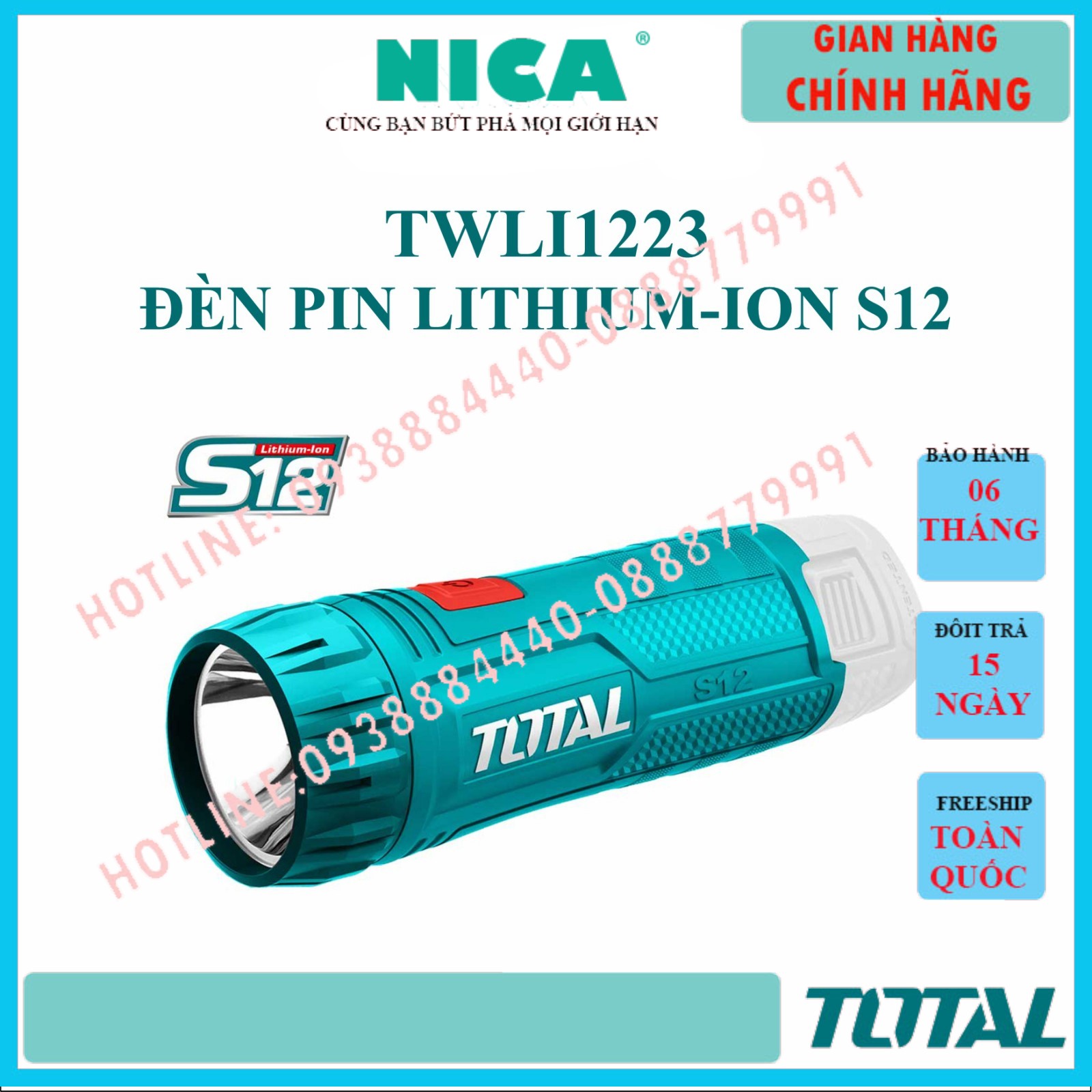 ĐÈN PIN DÙNG PIN 12V TOTAL ( NÂNG CẤP TỪTWLI1201)  TWLI1223