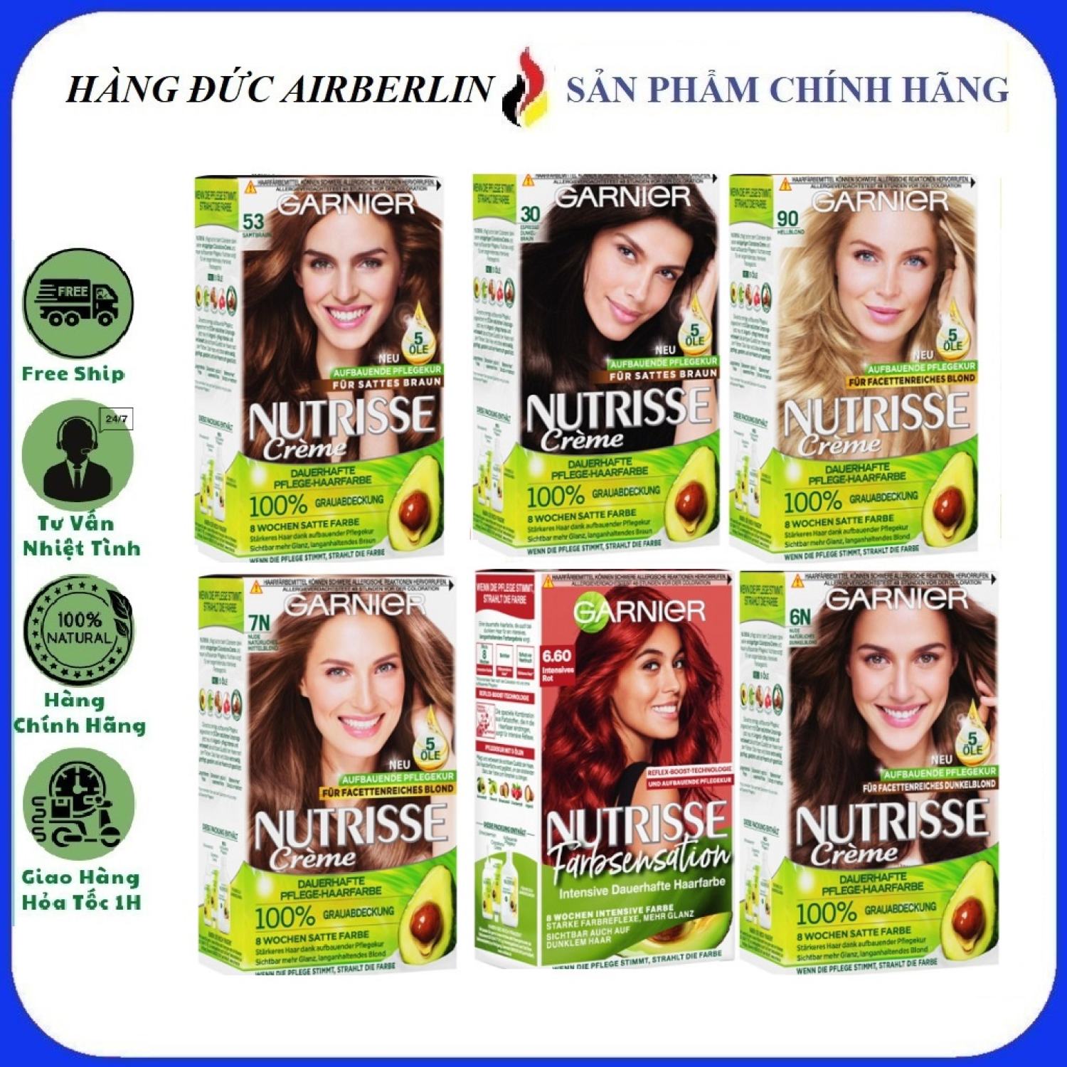 [Hàng Đức chính hãng.HN] thuốᴄ nhuộm tóc garnier nutrisse creme {hangducairberlin}