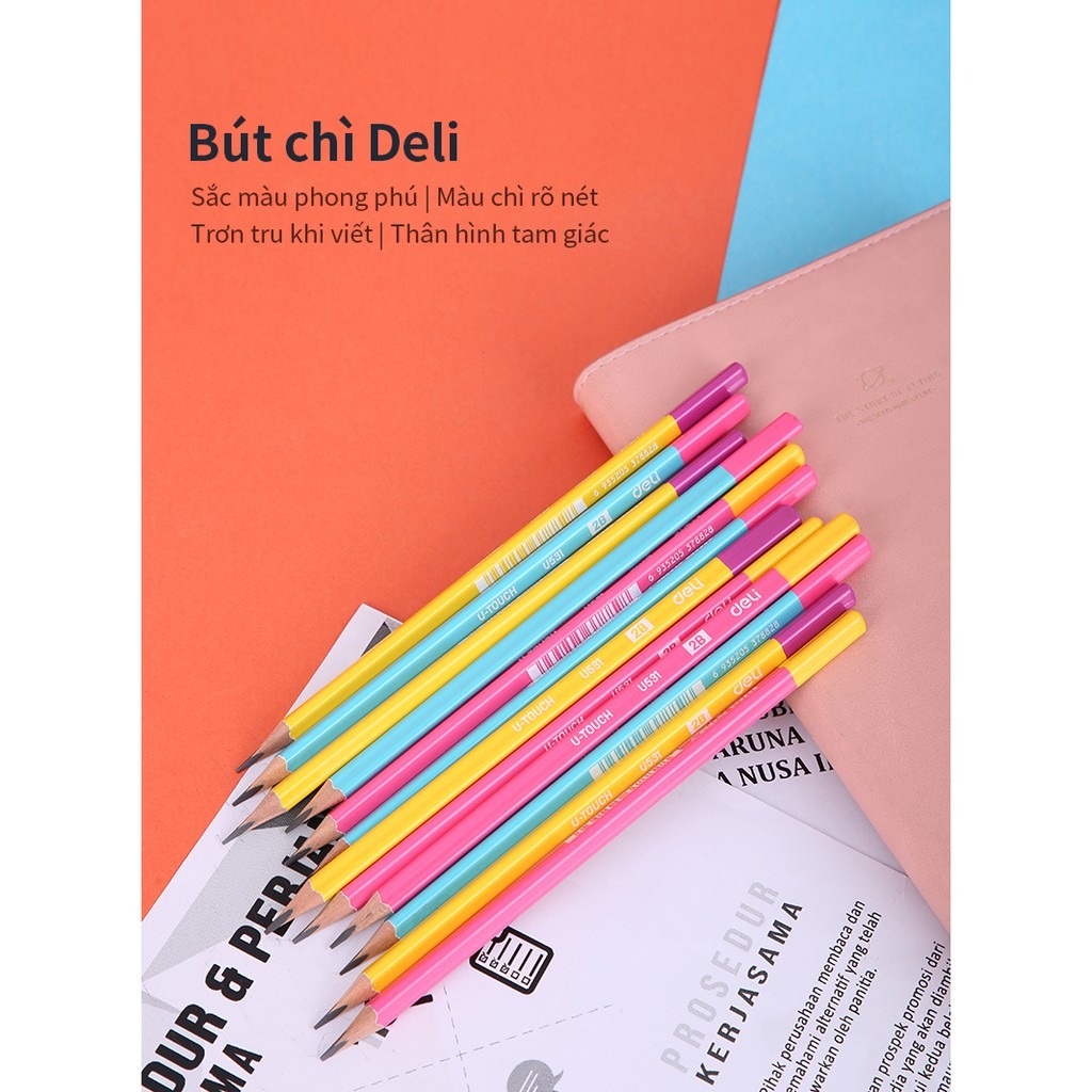 (1 Hộp 12 Cây) Bút chì tam giác 2B DELI EU53100