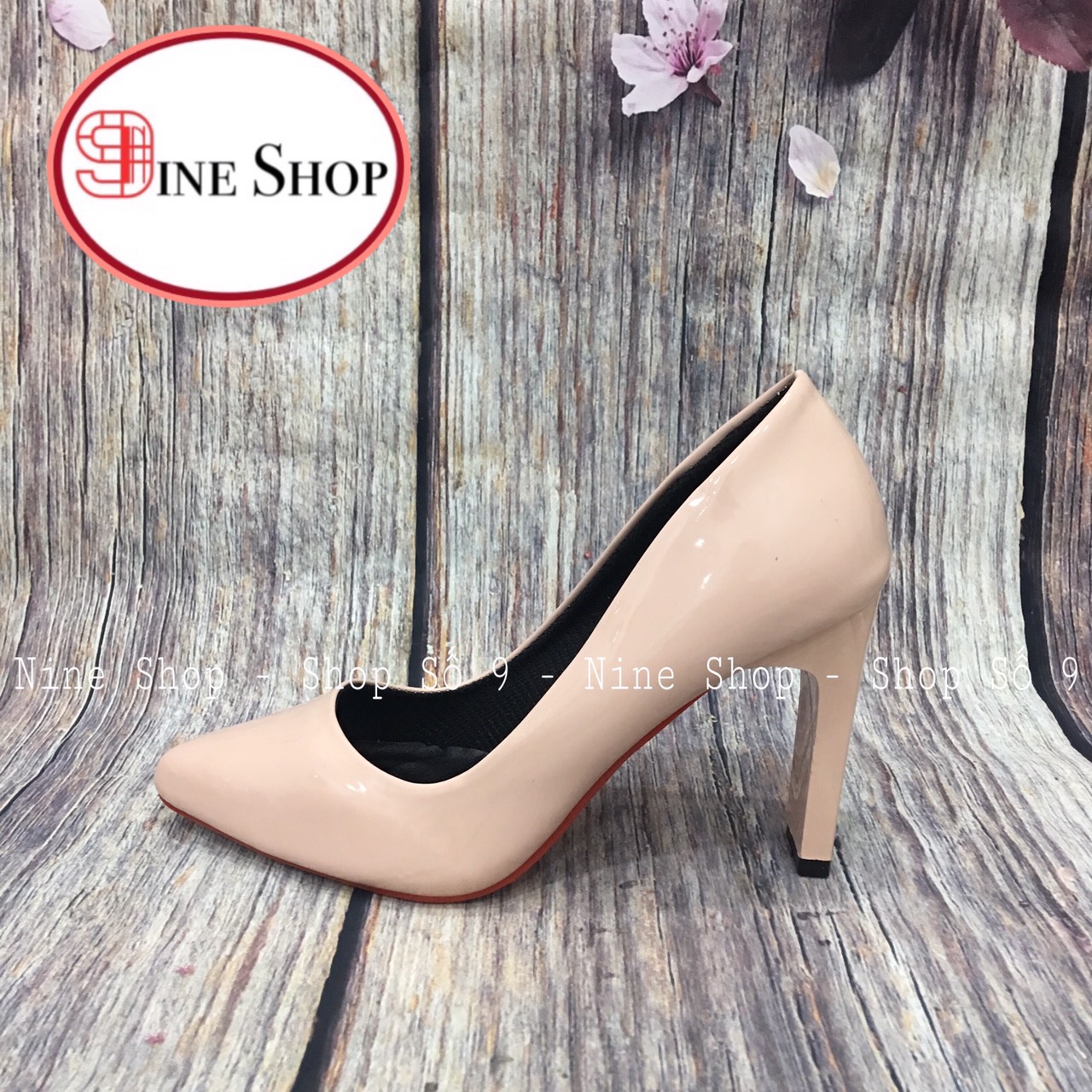 Giày cao gót 9p công sở da bóng gót dẹp N9 (FROM BÉ)
