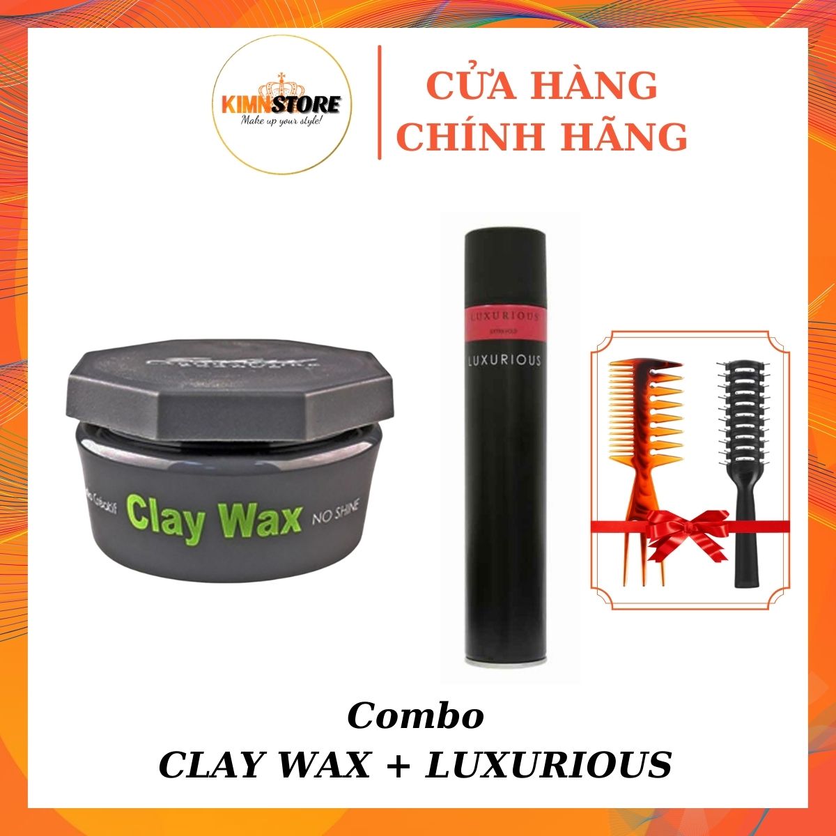 Combo Sáp vuốt tóc CLAY WAX 100g & Gôm xịt tóc nam (mẫu tùy chọn)