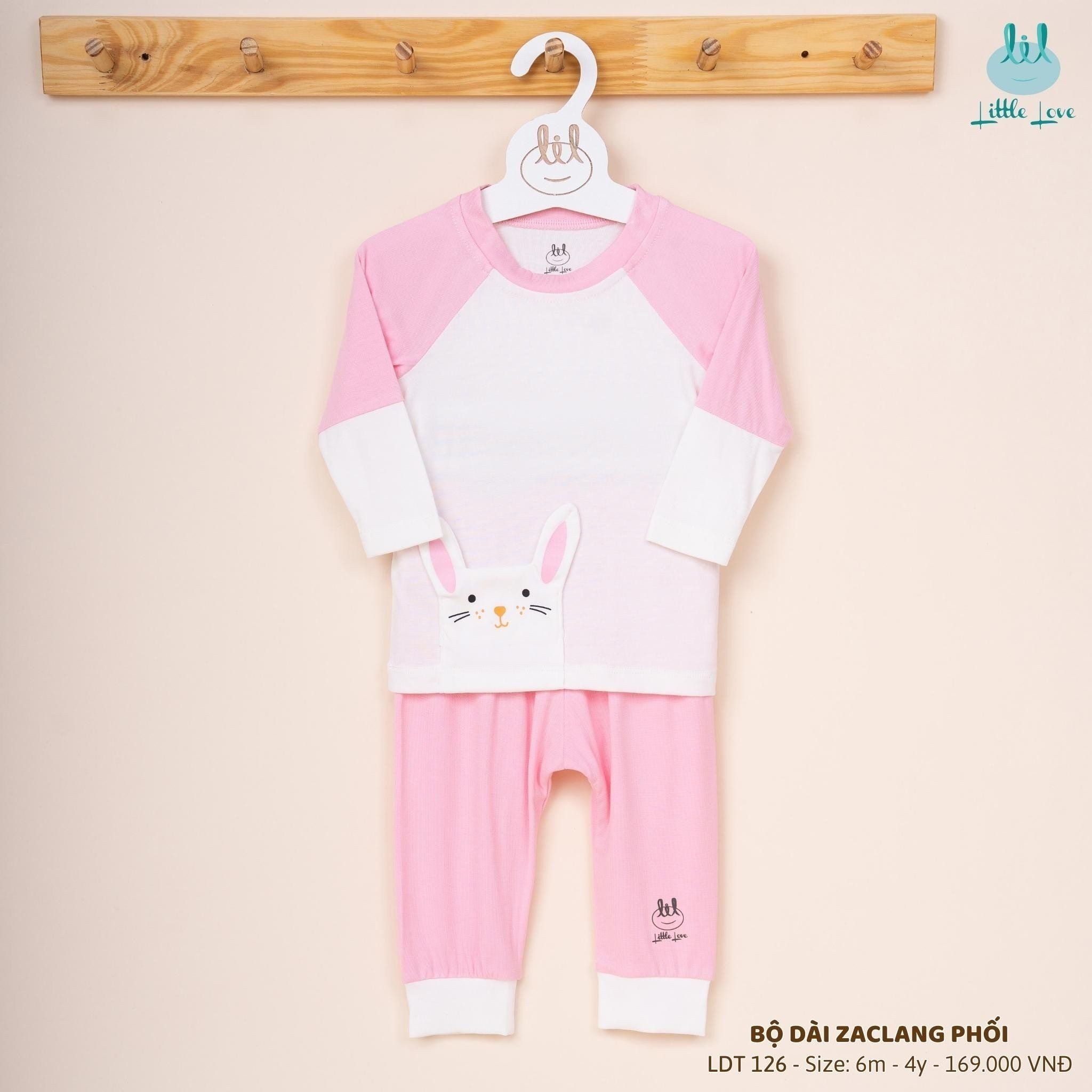 Bộ quần áo dài tay zaclang phối trẻ em Little Love
