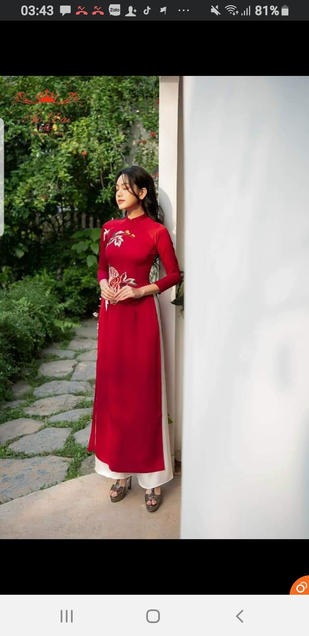 áo dài đỏ thêu chất lụa tây thi cao cấp kèm quần