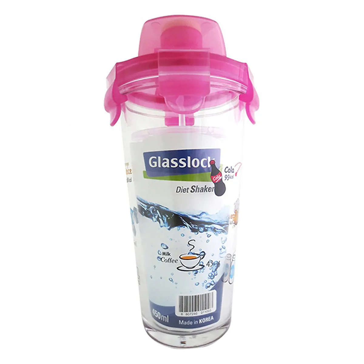 Ly thủy tinh chia vạch có nắp Glasslock Diet Shaker PC318 dung tích 450ml - Made In Korea